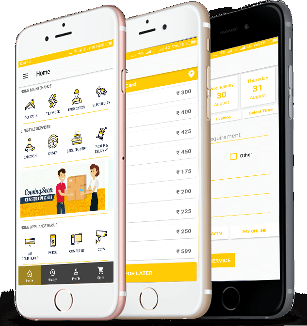 Codospace Services mobile app is available on Android platform with all service features like on-demand and scheduled service booking.